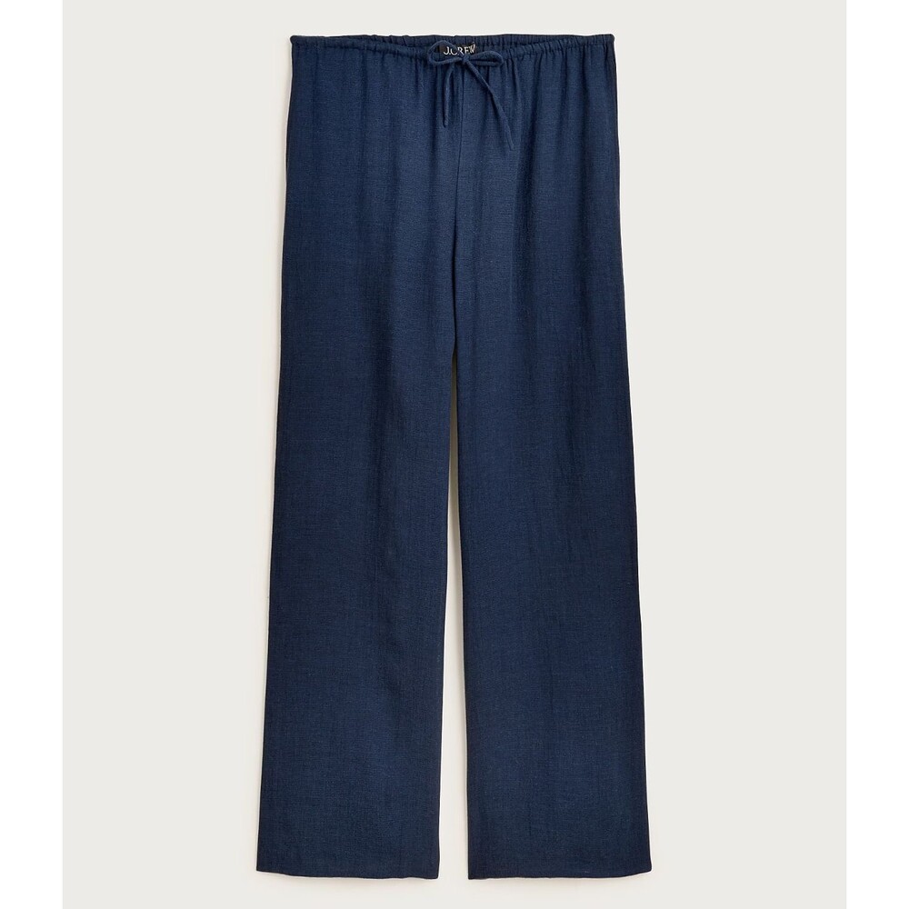 J Crew Beach Pant Womens Large Blue Linen Blend Hampton Lightweight CS391 NWT